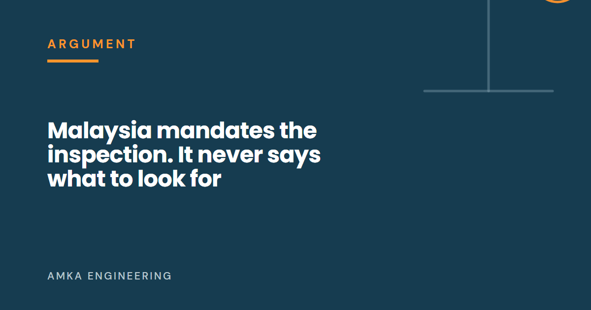 Article cover: Malaysia mandates the inspection. It never says what to look for.